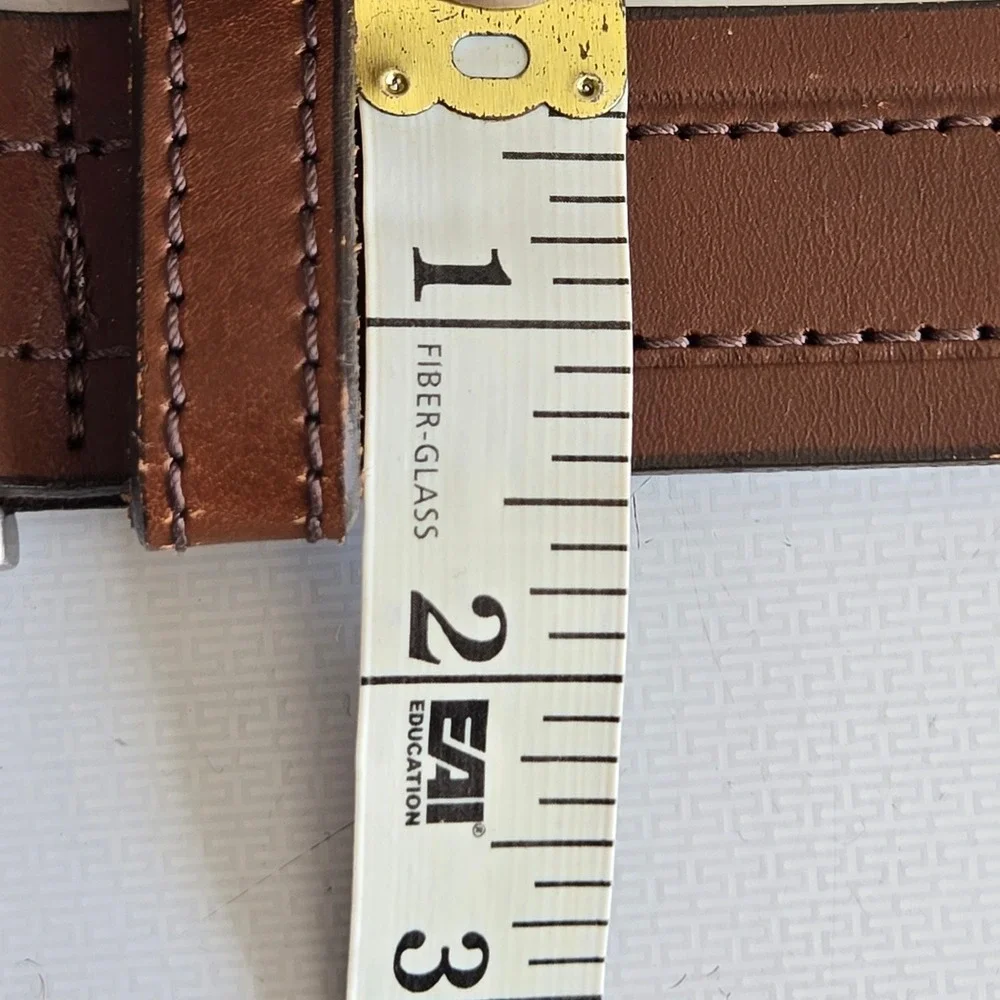 Canterbury Golf Mens Brown Leather Belt 32 Made in Canada Silver Buckle 014073-2